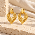 Folivienne Ribbed Leaf Drop Earrings — full product view