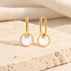 Nacrelle Shell Disc Drop Hoops — full product view