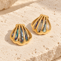 Neravella Iridescent Shell Stud Earrings — full product view