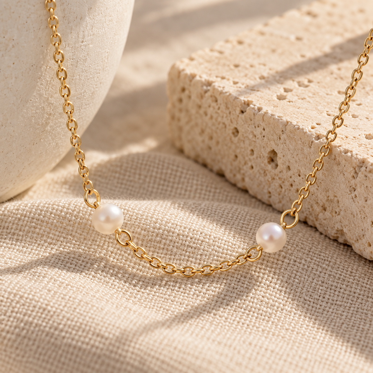 Norelia Freshwater Pearl Station Necklace – Mediterranean view 4