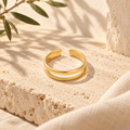 Olivenia Double-Rail Open Ring in gold – Mediterranean view 1