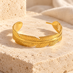 Pennavie Sculpted Feather Cuff — full product view
