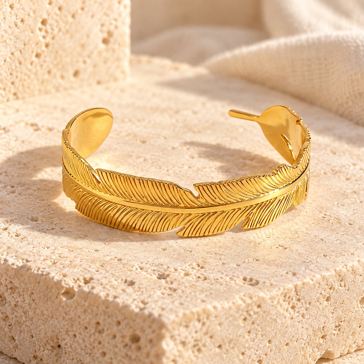 Pennavie Sculpted Feather Cuff — full product view