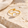Perlavienne Beaded Rim Pearl Ring — full product view