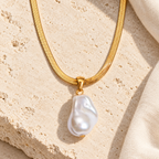 Perlisse Herringbone Pearl Necklace — full product view