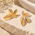 Petalune mirrored four-leaf stud earrings in 18k Yellow Gold finish