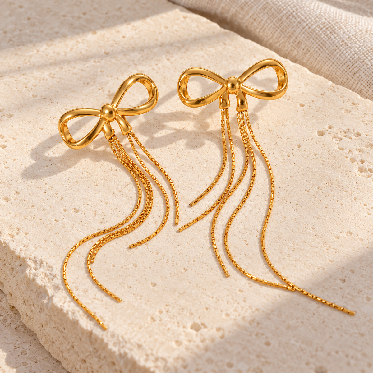 Rubanielle Bow Tassel Earrings — full product view
