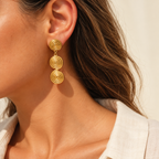 Seravine Triple Spiral Drop Earrings — worn at realistic scale