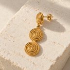 Seravine Triple Spiral Drop Earrings — construction and finish detail