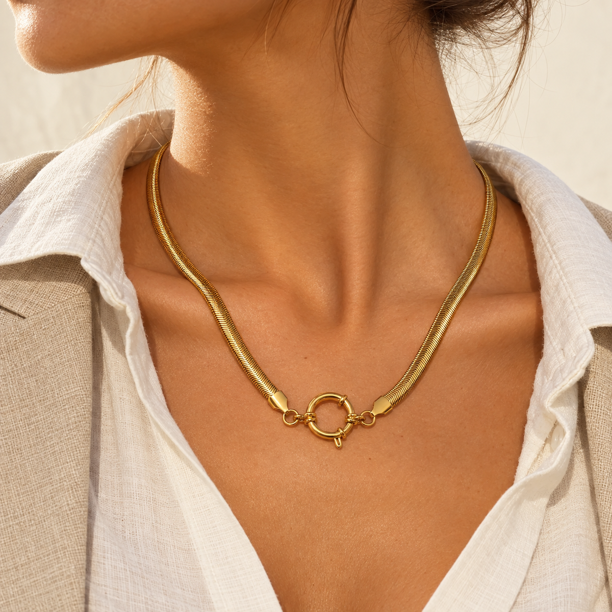 Serpentelle Front-Ring Necklace — worn at realistic scale