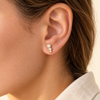 Trelisse Graduated Trio Stud Earrings — worn at realistic scale