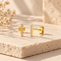 Virellia Six Stone Bar Stud Earrings — full product view