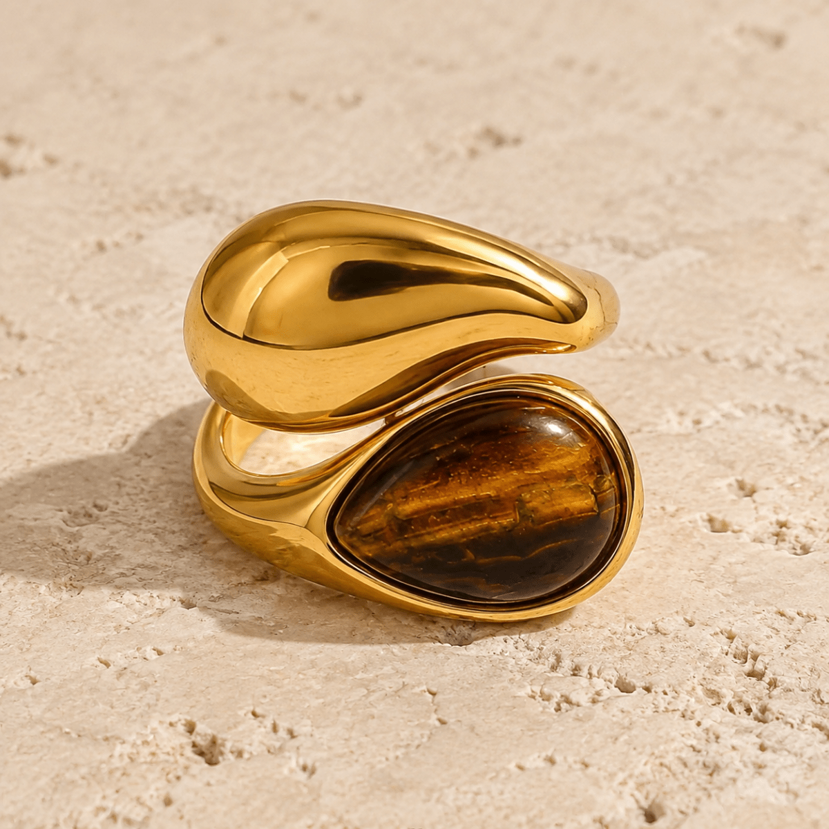 Marea Pearl & Amber Bypass Ring - Luzy Jewels