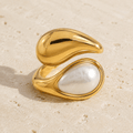 Marea Pearl & Amber Bypass Ring - Luzy Jewels