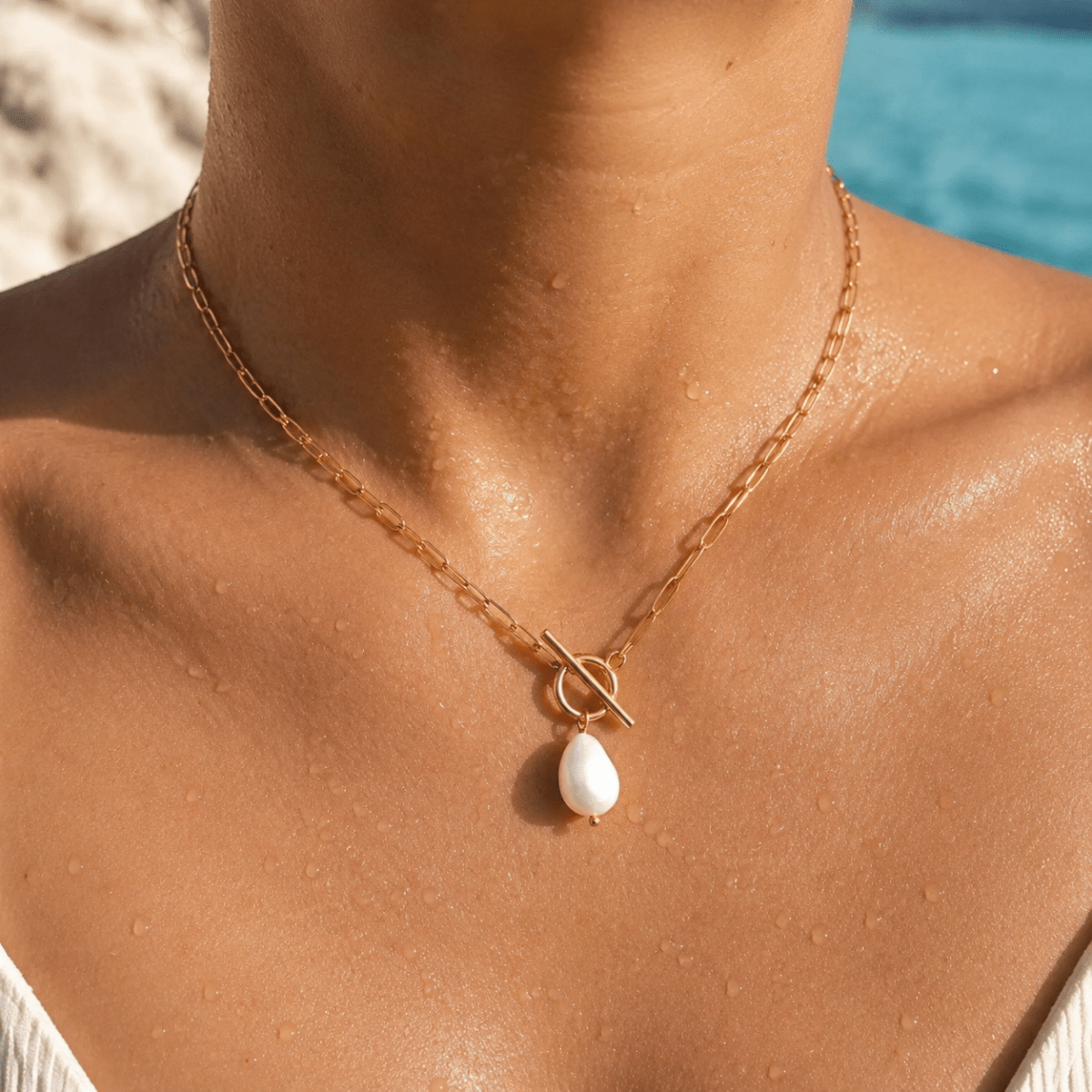 Marena Pearl Toggle Necklace - Luzy Jewels