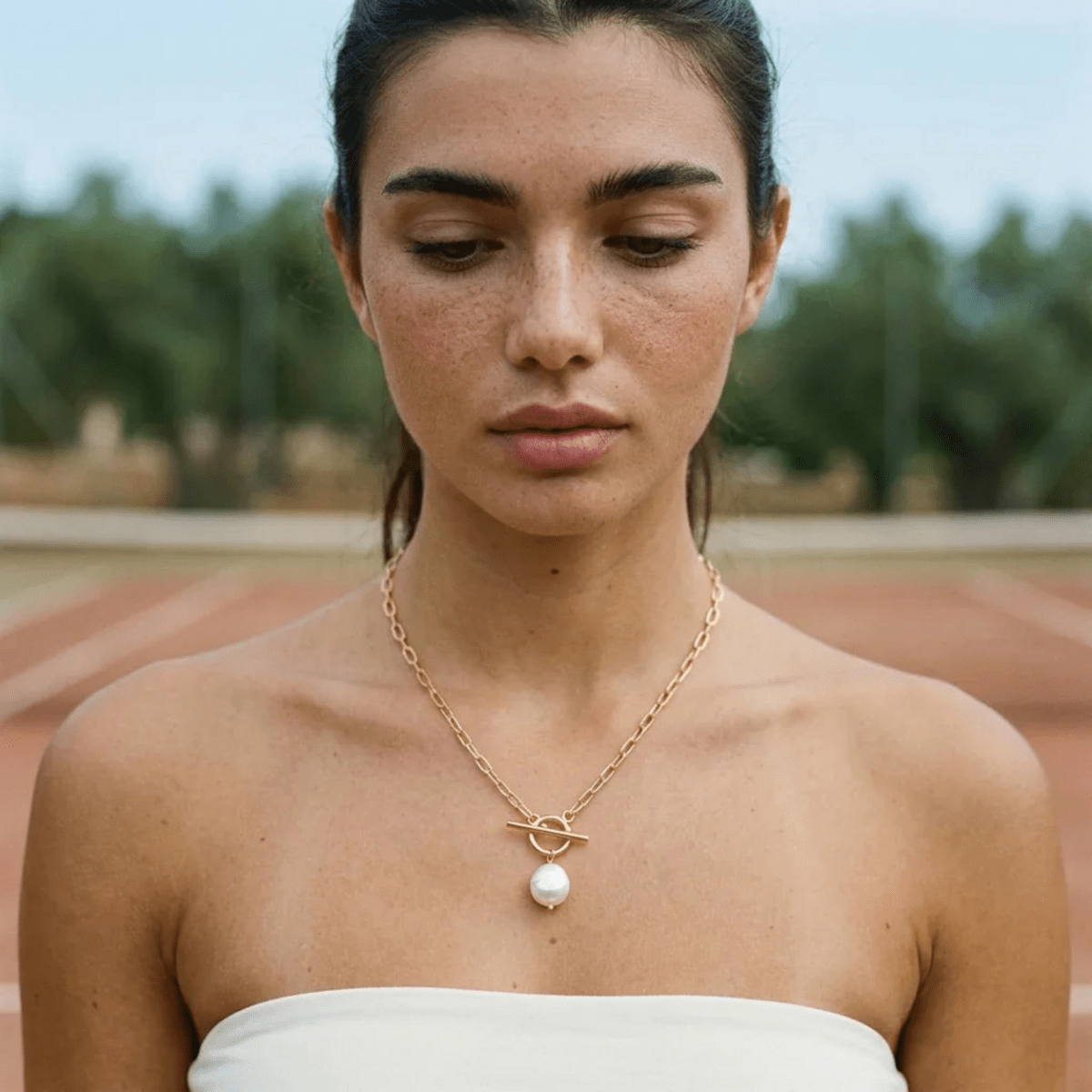Marena Pearl Toggle Necklace - Luzy Jewels