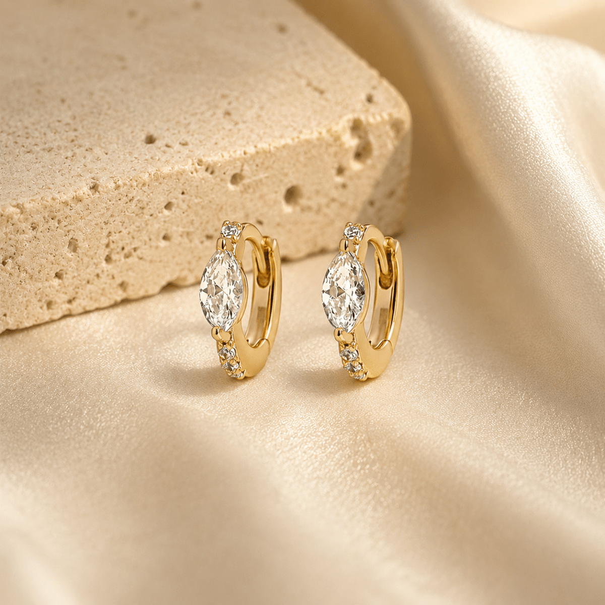 Maribel Marquise Pavé Mini Hoops - Luzy Jewels