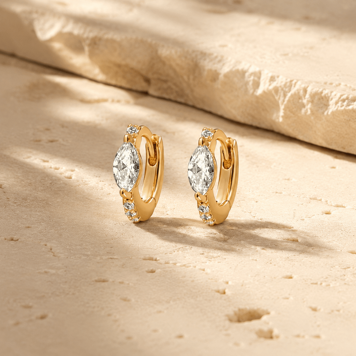 Maribel Marquise Pavé Mini Hoops - Luzy Jewels