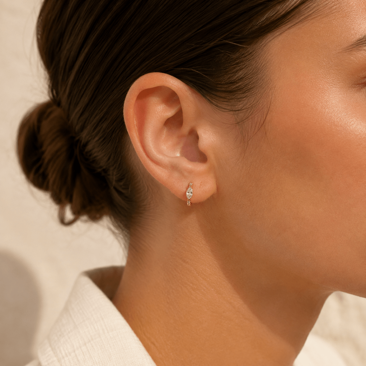 Maribel Marquise Pavé Mini Hoops - Luzy Jewels