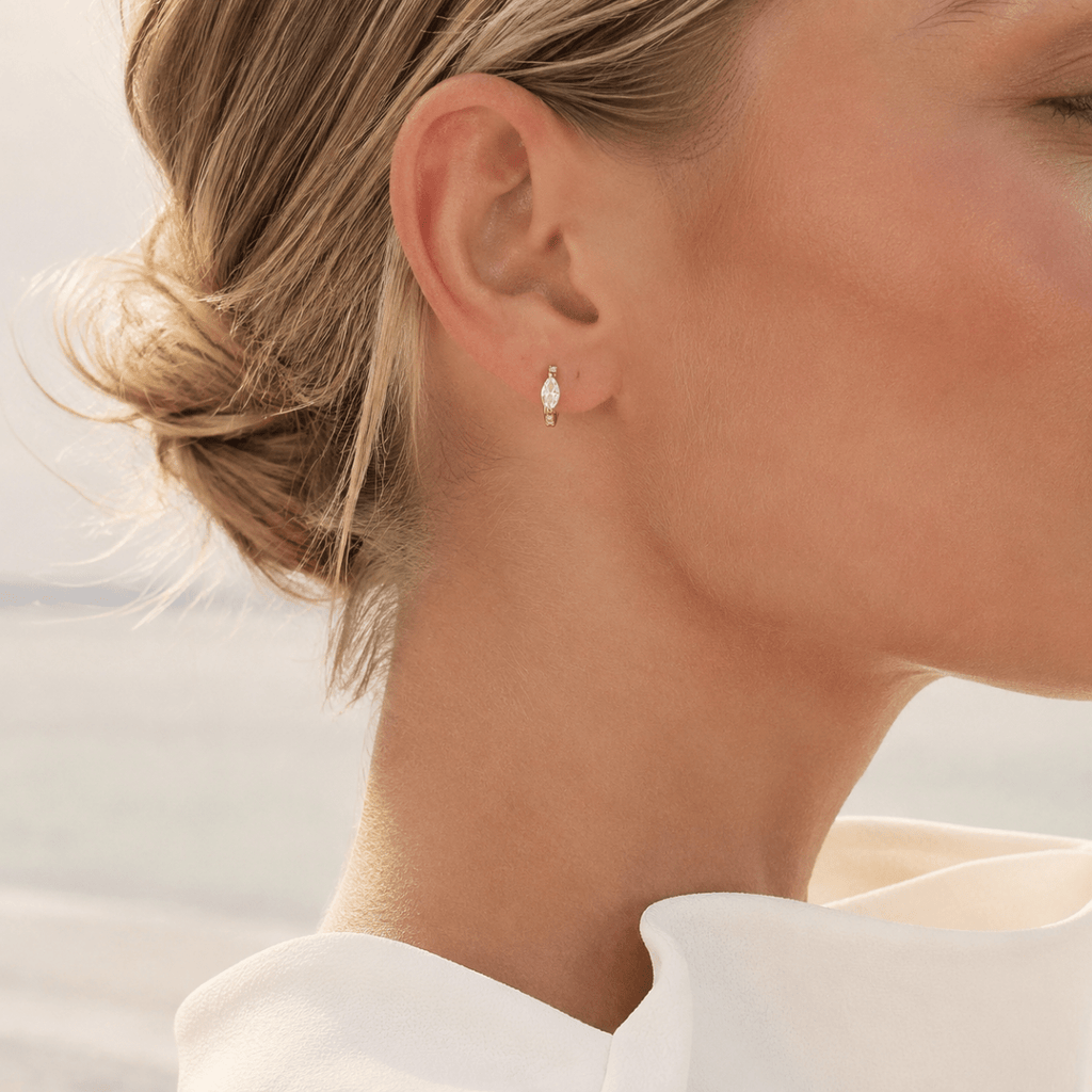 Maribel Marquise Pavé Mini Hoops - Luzy Jewels