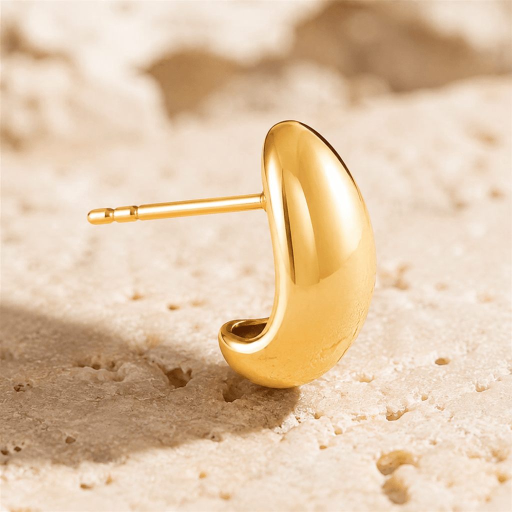 Mina Sculpted Bean Stud Earrings - Luzy Jewels