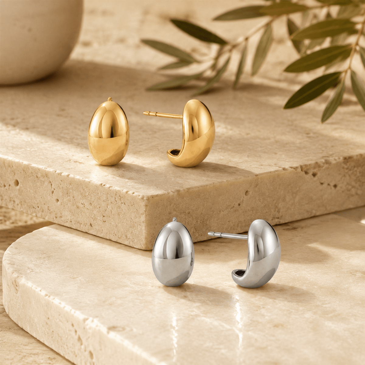 Mina Sculpted Bean Stud Earrings - Luzy Jewels