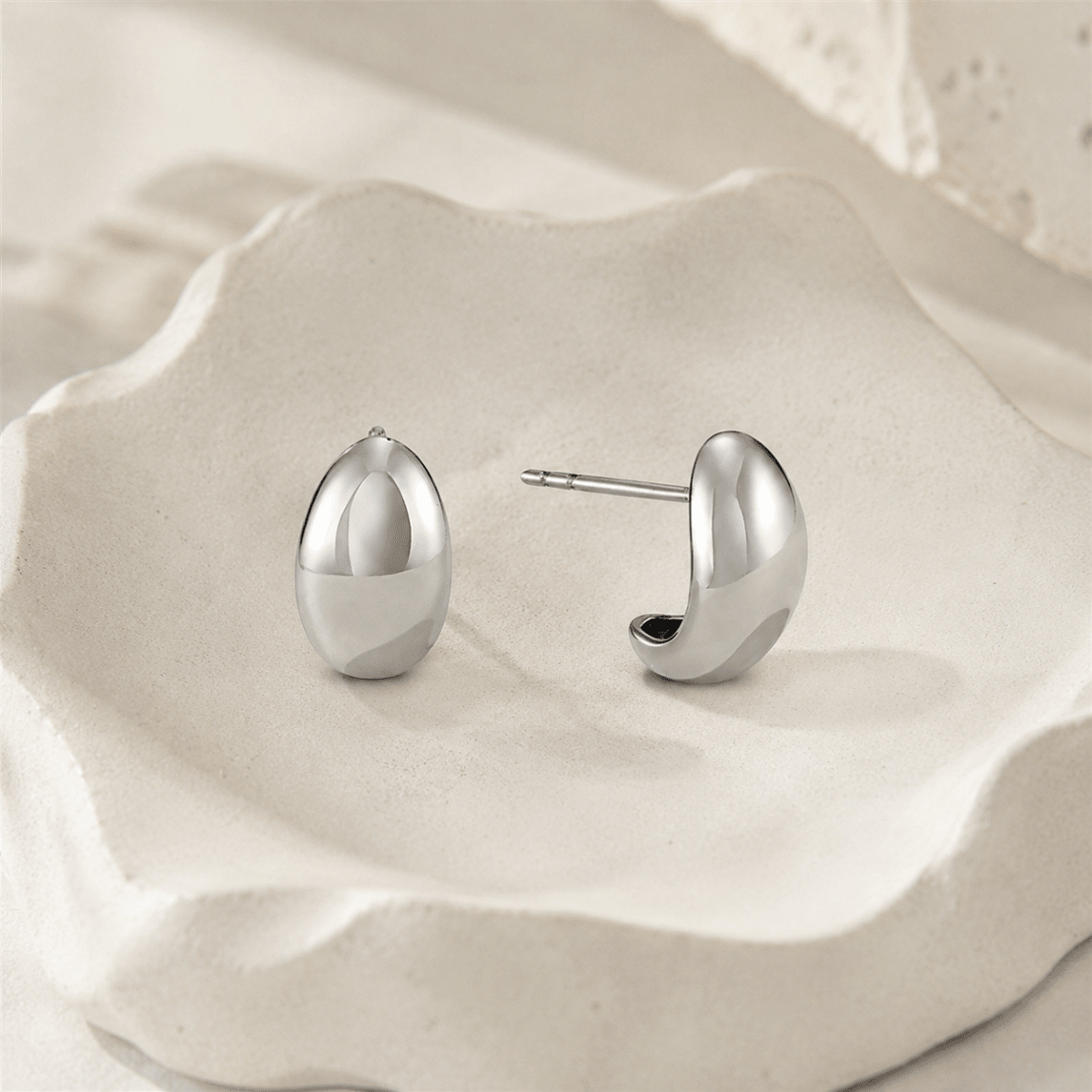 Mina Sculpted Bean Stud Earrings - Luzy Jewels