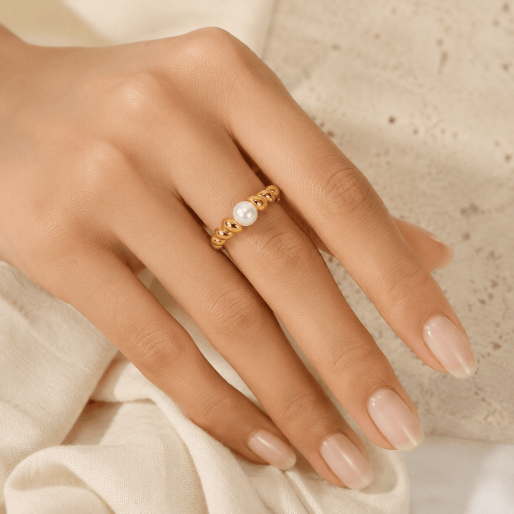 Mirella Pearl Twist Band Ring - Luzy Jewels
