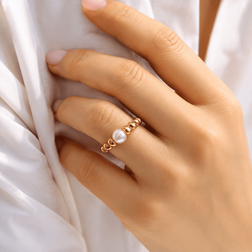 Mirella Pearl Twist Band Ring - Luzy Jewels