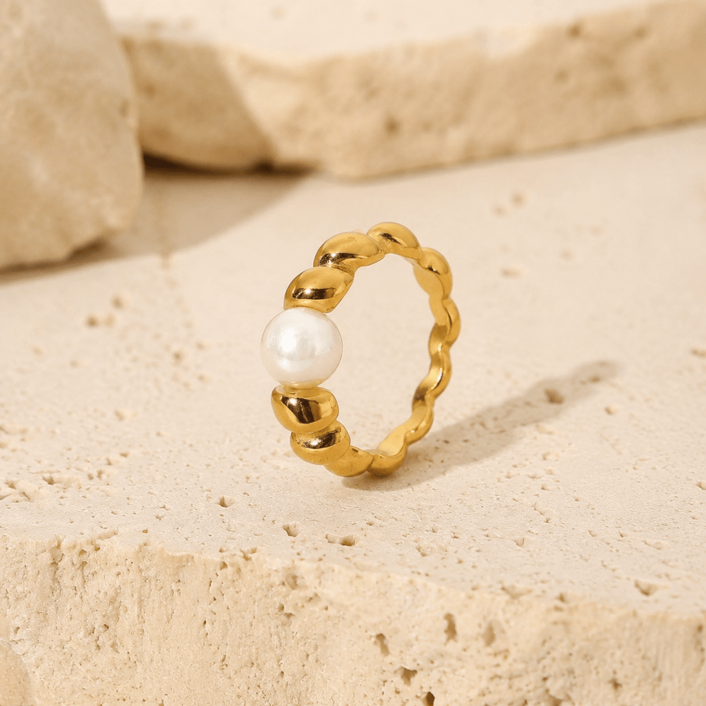 Mirella Pearl Twist Band Ring - Luzy Jewels