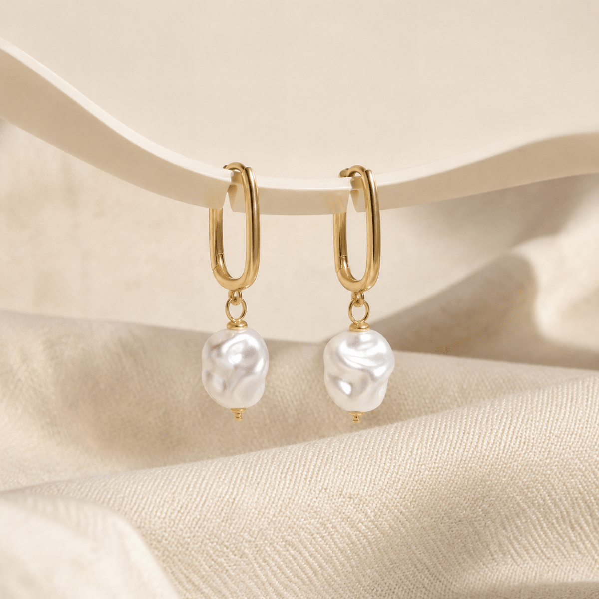 Mireya Baroque Pearl Drop Hoops - Luzy Jewels
