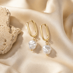 Mireya Baroque Pearl Drop Hoops - Luzy Jewels