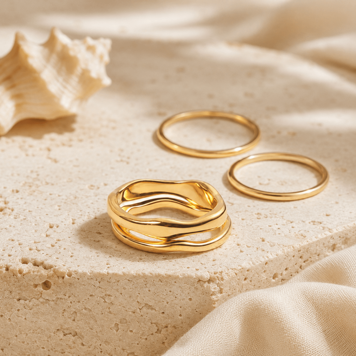 Nerea Wave Stacker Ring - Luzy Jewels