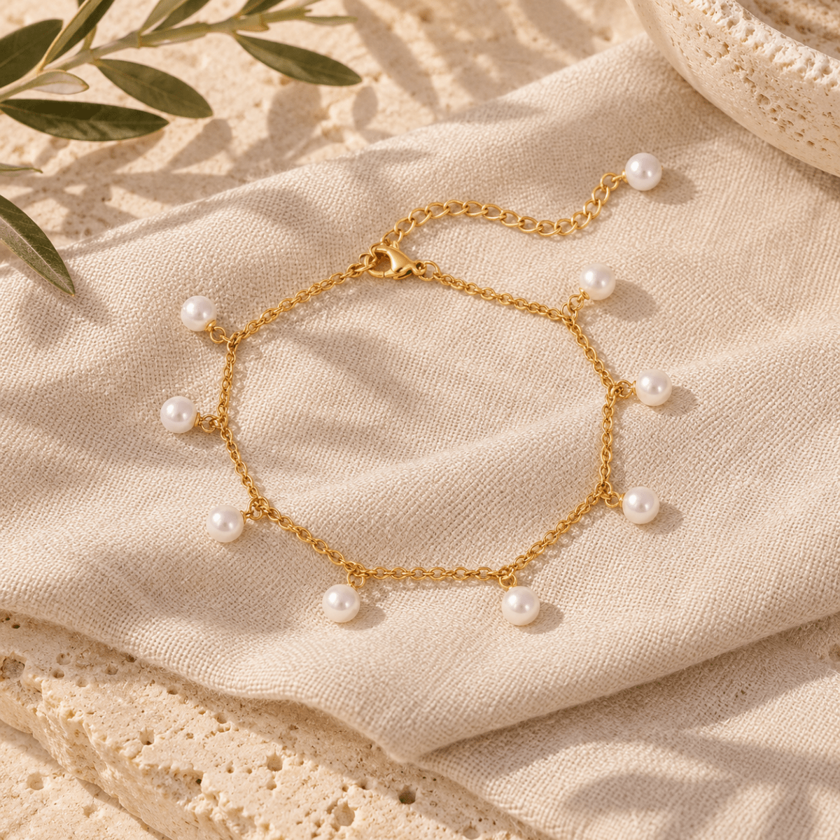 Nerelle Freshwater Pearl Drop Anklet - Luzy Jewels