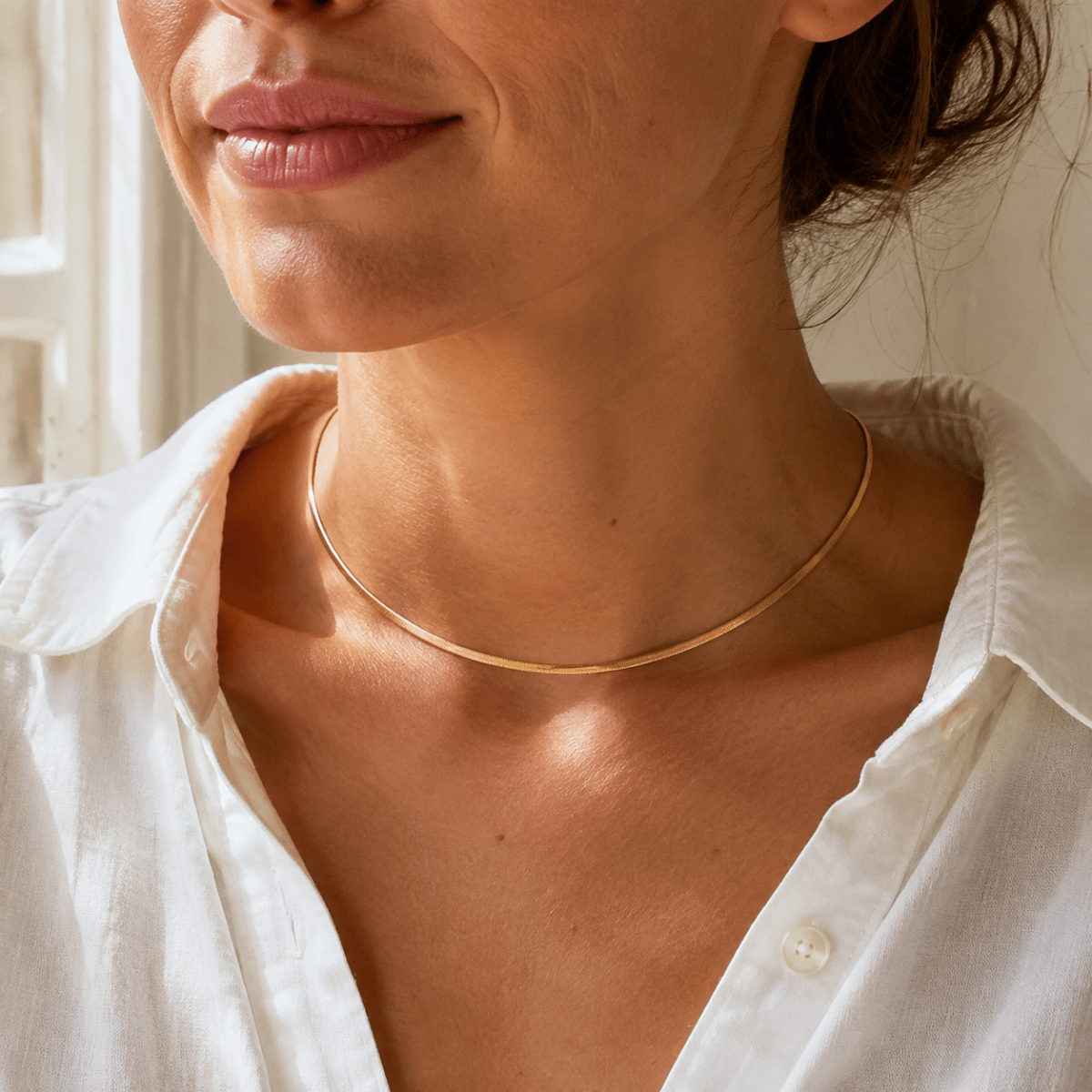 Nerina Herringbone Necklace - Luzy Jewels