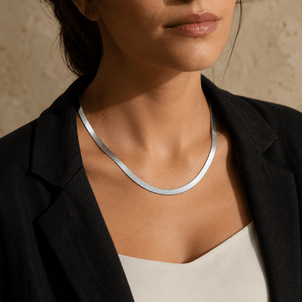 Nerina Herringbone Necklace - Luzy Jewels