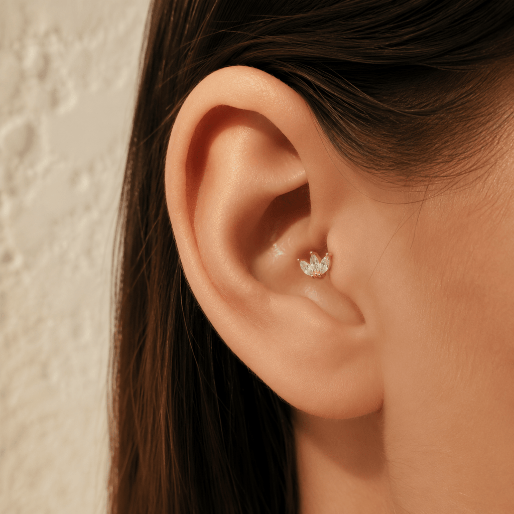 Nerissa Trio Petal Flat-Back Stud - Luzy Jewels