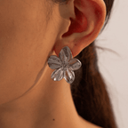 Neroli Sculpted Flower Stud Earrings - Luzy Jewels