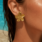 Neroli Sculpted Flower Stud Earrings - Luzy Jewels
