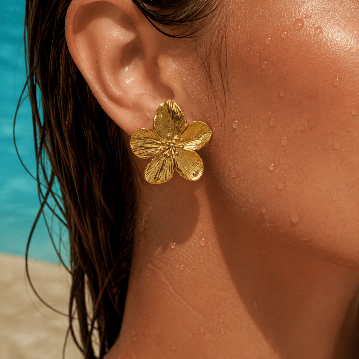 Neroli Sculpted Flower Stud Earrings - Luzy Jewels