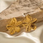Neroli Sculpted Flower Stud Earrings - Luzy Jewels