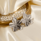Neroli Sculpted Flower Stud Earrings - Luzy Jewels