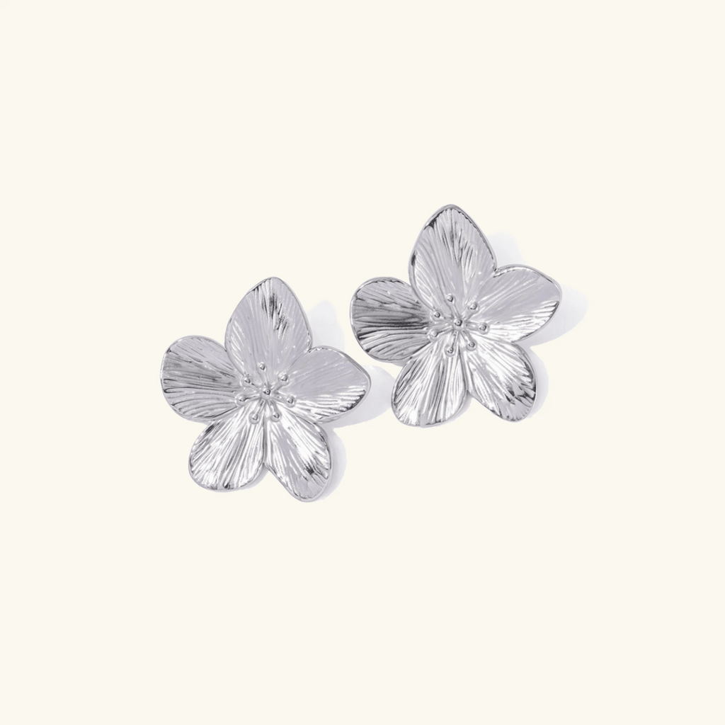 Neroli Sculpted Flower Stud Earrings - Luzy Jewels