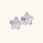 Neroli Sculpted Flower Stud Earrings - Luzy Jewels