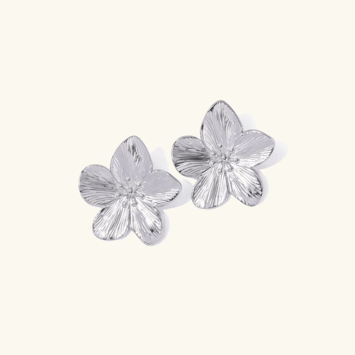 Neroli Sculpted Flower Stud Earrings - Luzy Jewels