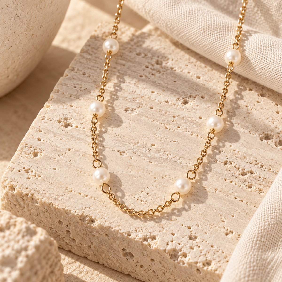 Norelia Freshwater Pearl Station Necklace - Luzy Jewels