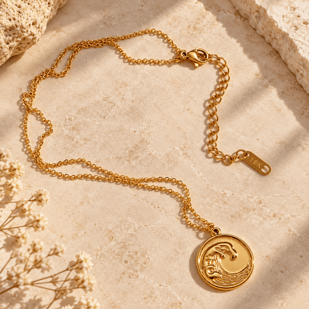 Ondessa Ocean Wave Medallion Necklace - Luzy Jewels