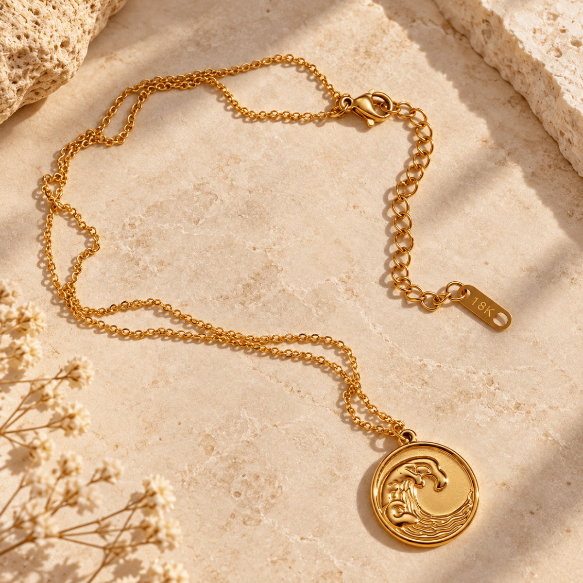 Ondessa Ocean Wave Medallion Necklace - Luzy Jewels