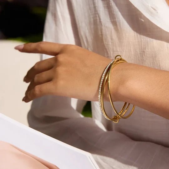 Orbella Triple-Arc Pavé Bangle - Luzy Jewels