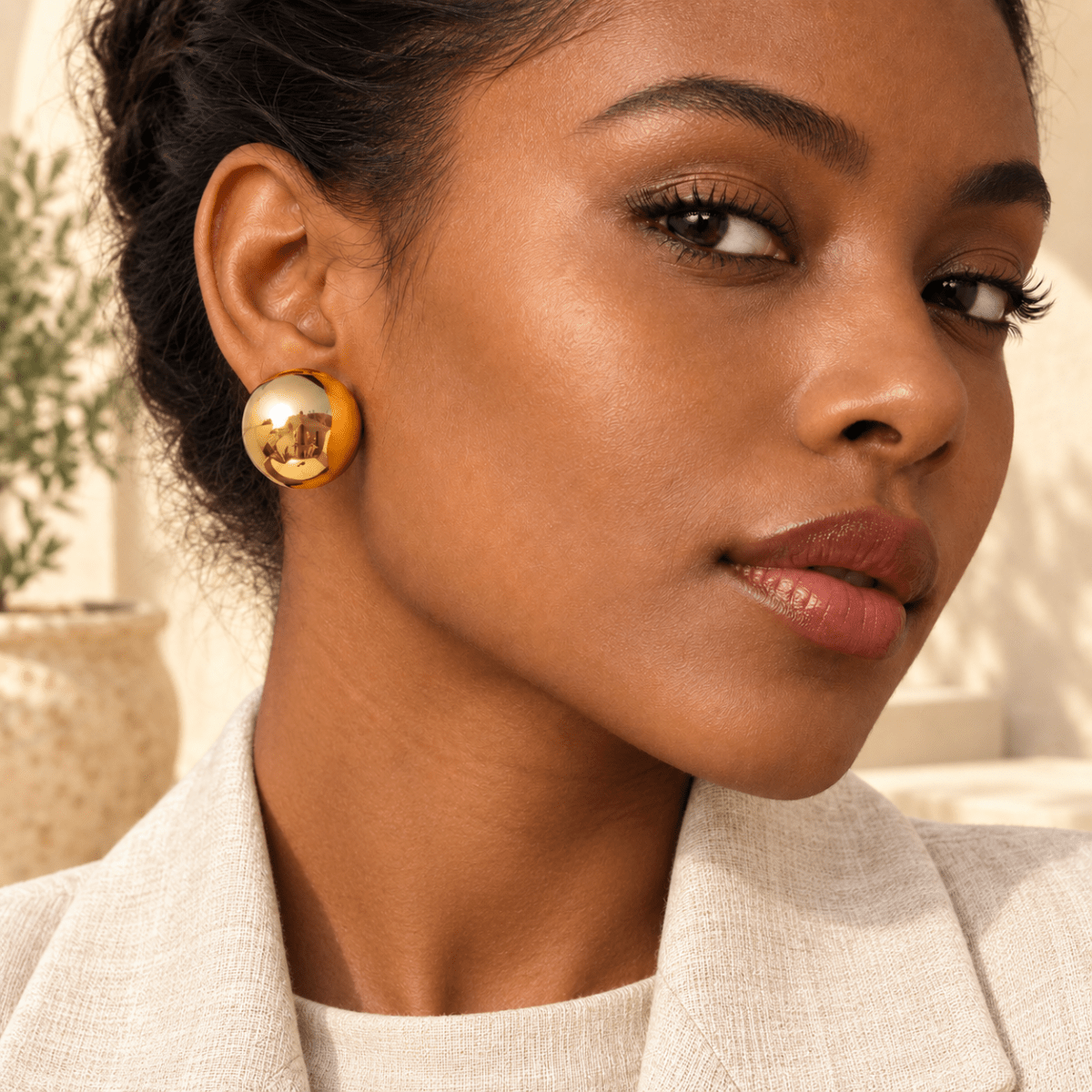 Orelisse Polished Dome Stud Earrings - Luzy Jewels